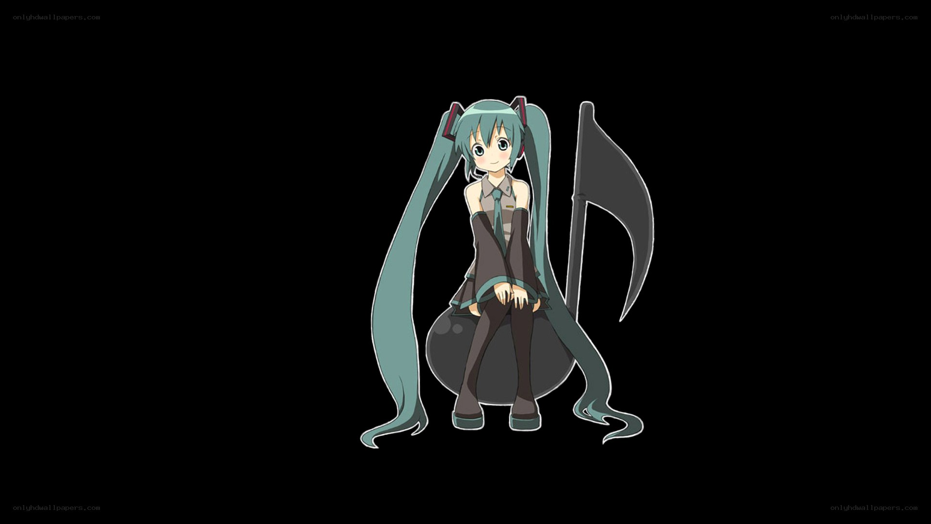 Miku sitting on a music note