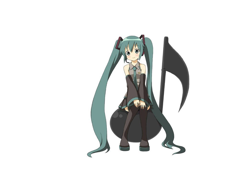 Miku sitting on a music note