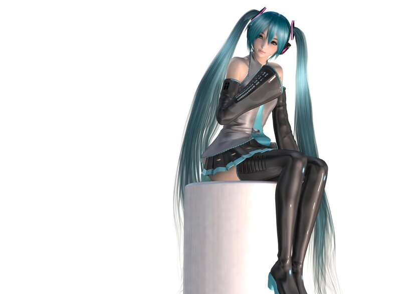 Miku sitting on a pillar