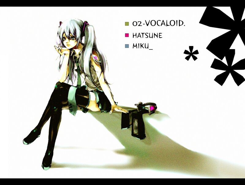 Miku sitting with headphones