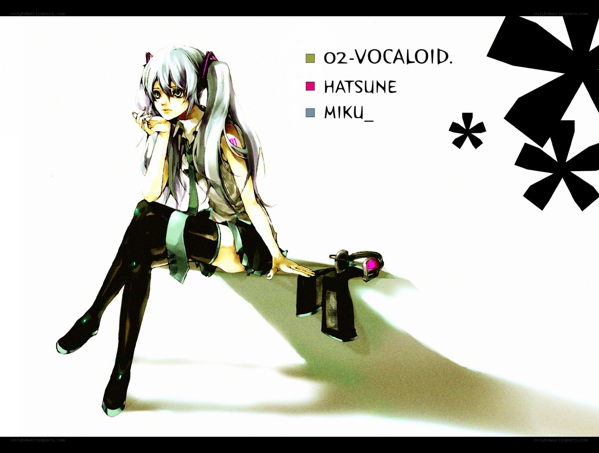 Miku sitting with headphones