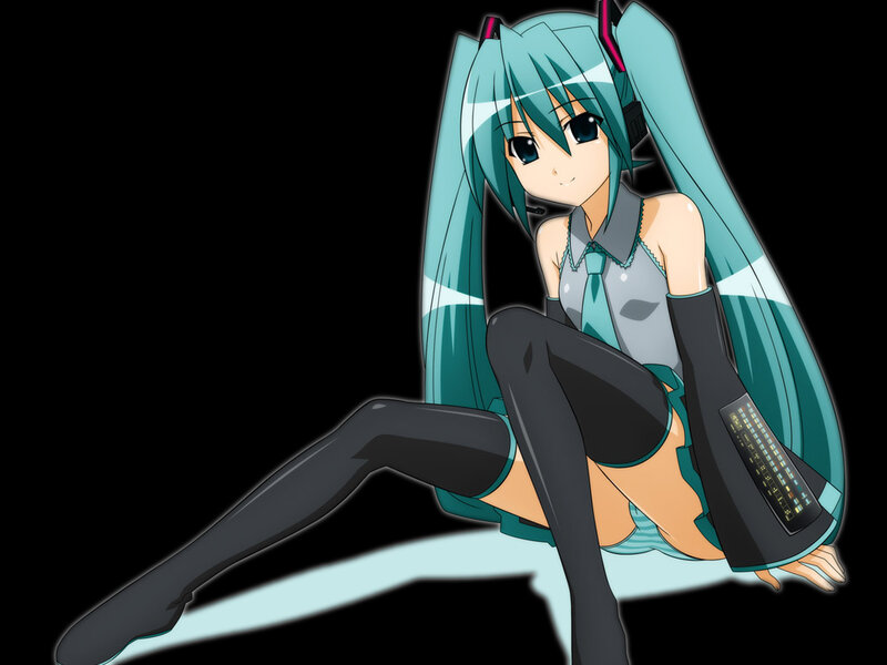 Miku sitting with keyboard