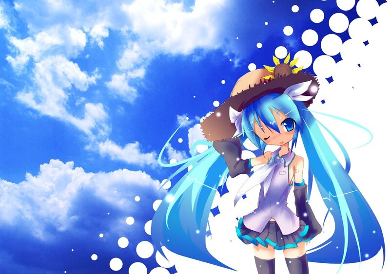 Miku under a blue sky