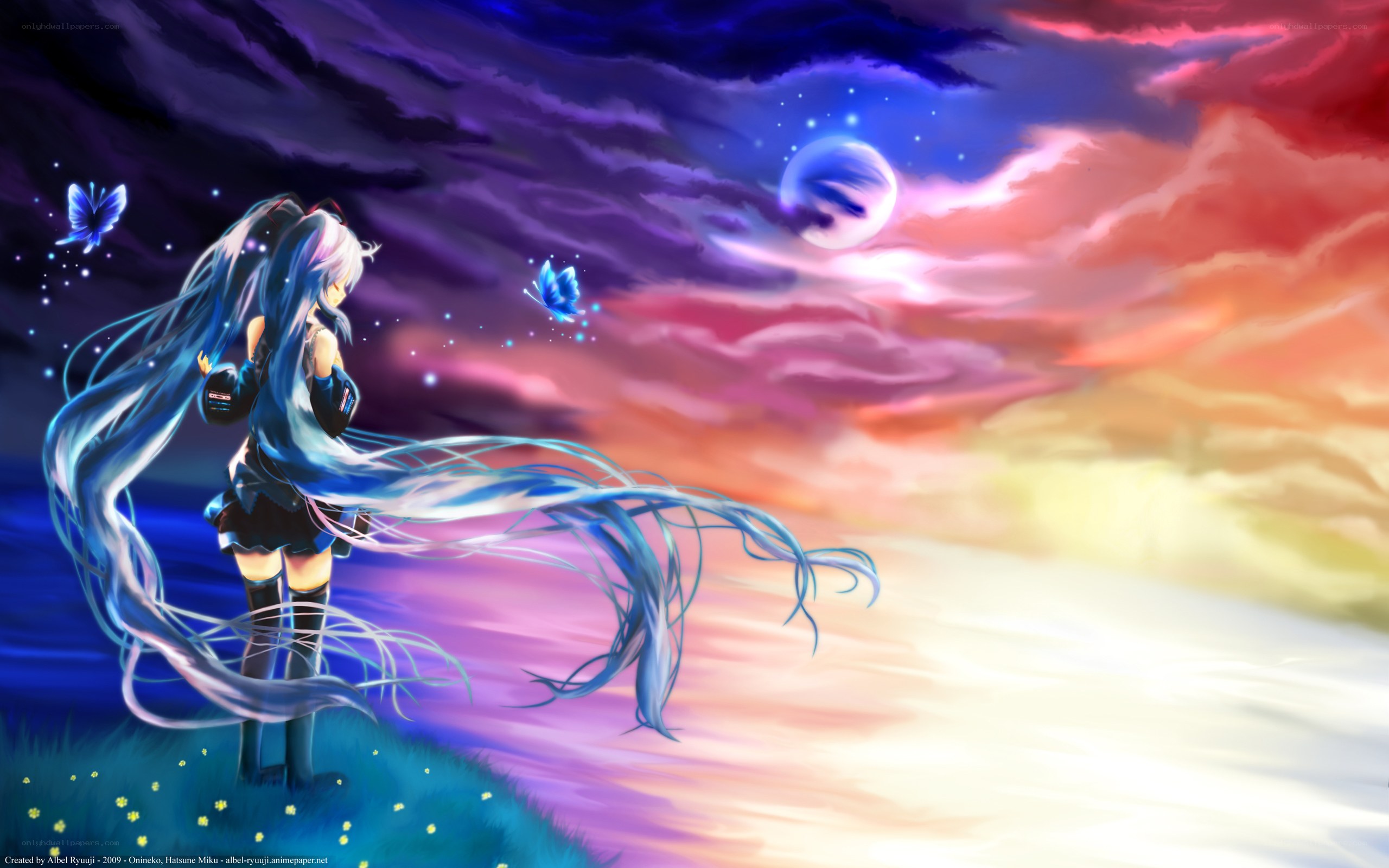 Miku under a colorful sky