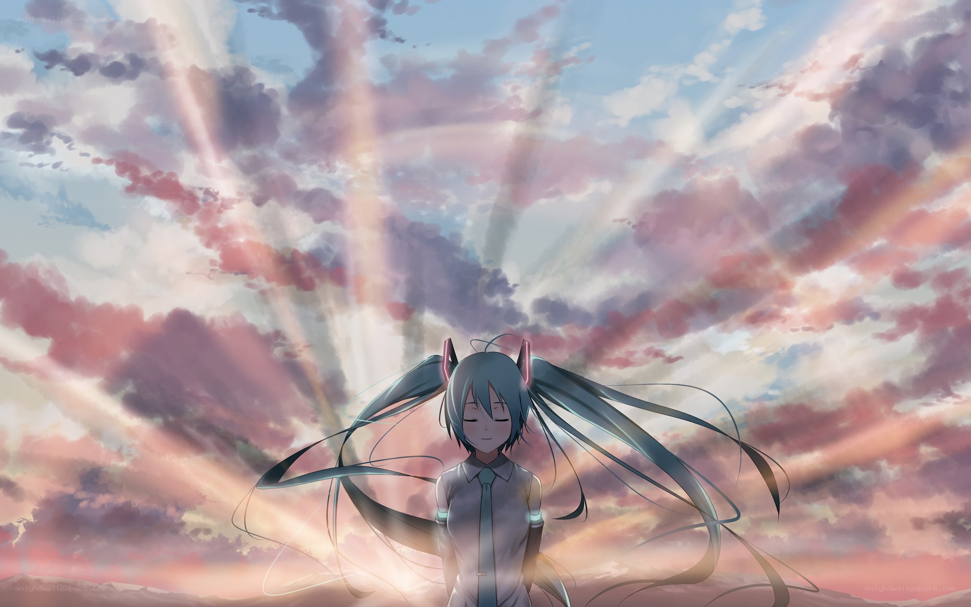 Miku under a colorful sky