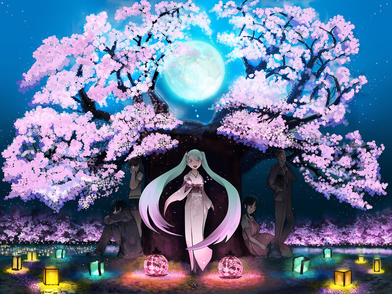 Miku under Cherry Blossoms — Pink, Serene
