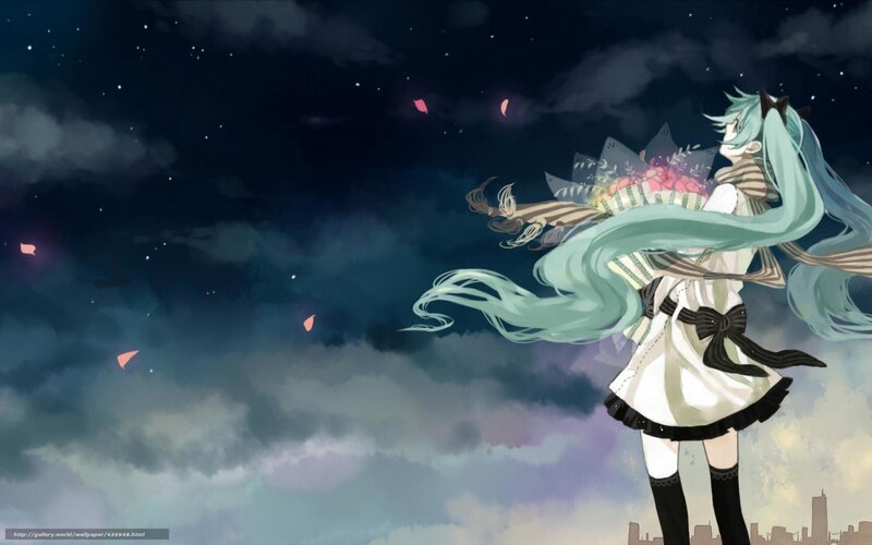 Miku under starry sky