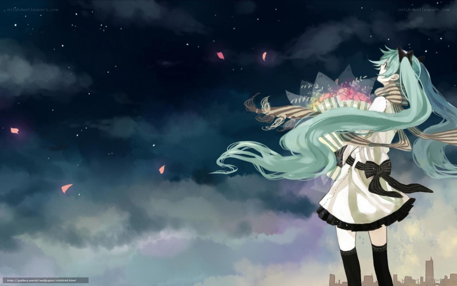 Miku under starry sky