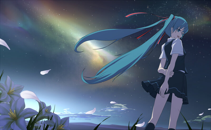 Miku under the aurora
