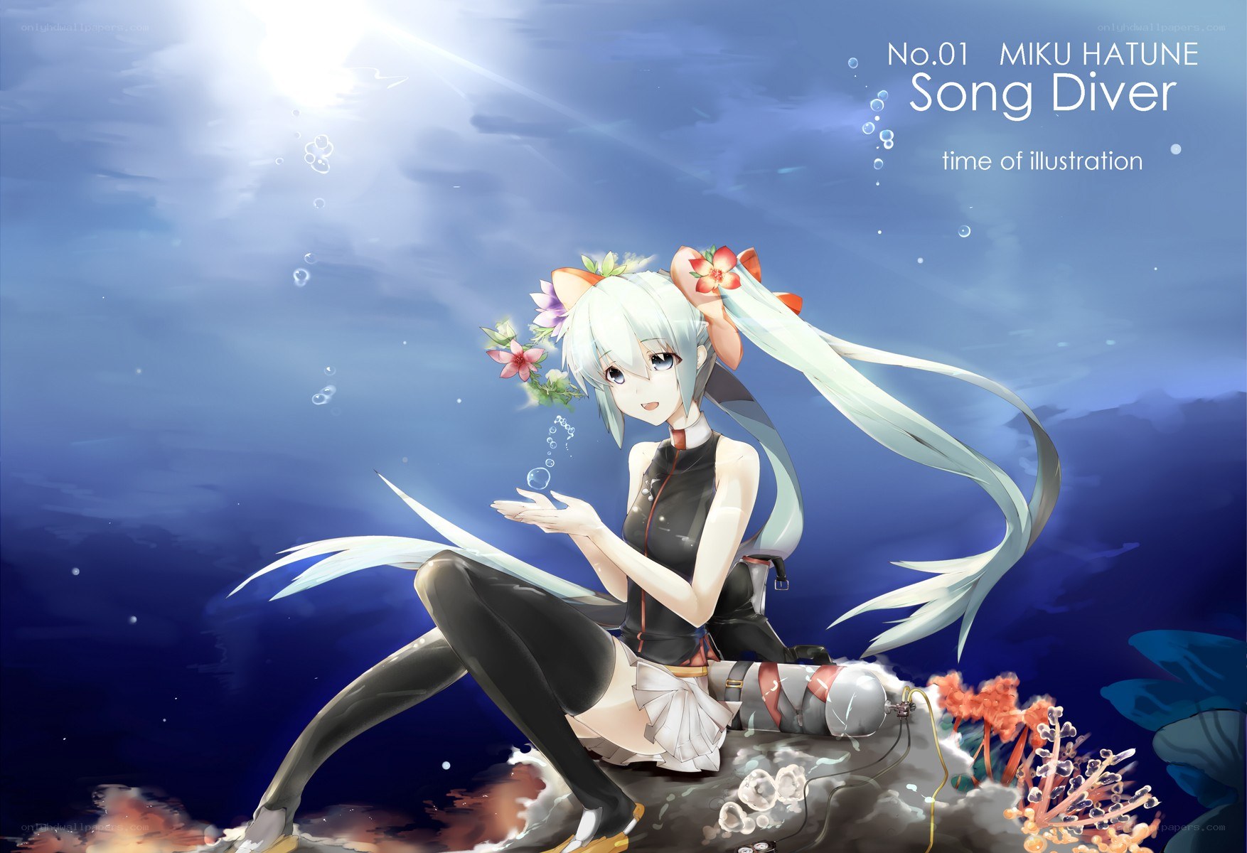 Miku underwater illustration
