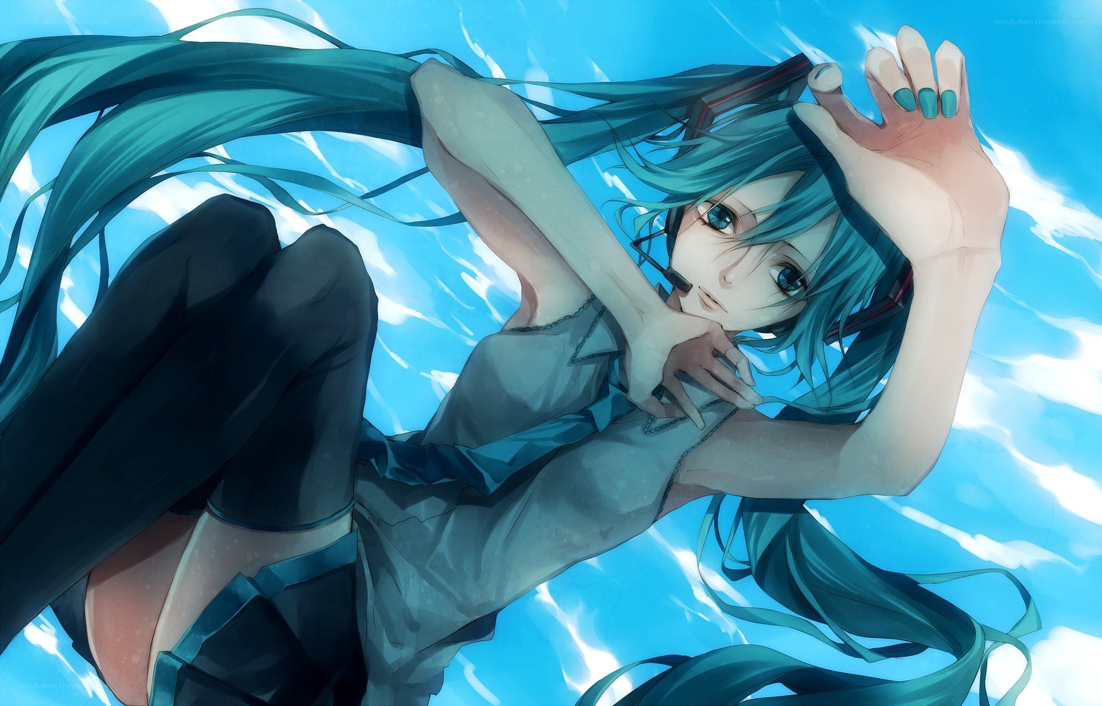 Miku underwater in blue