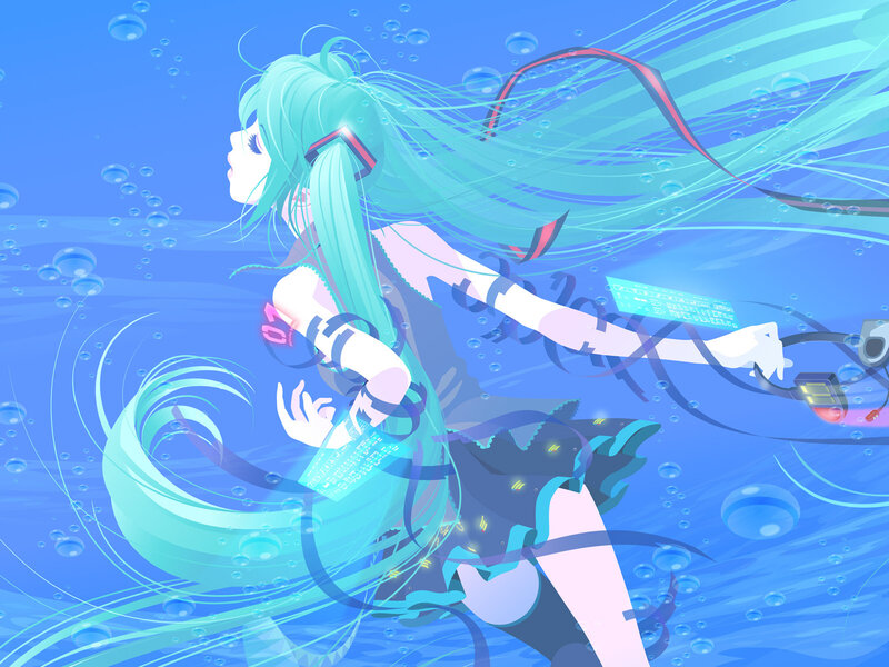 Miku underwater in blue