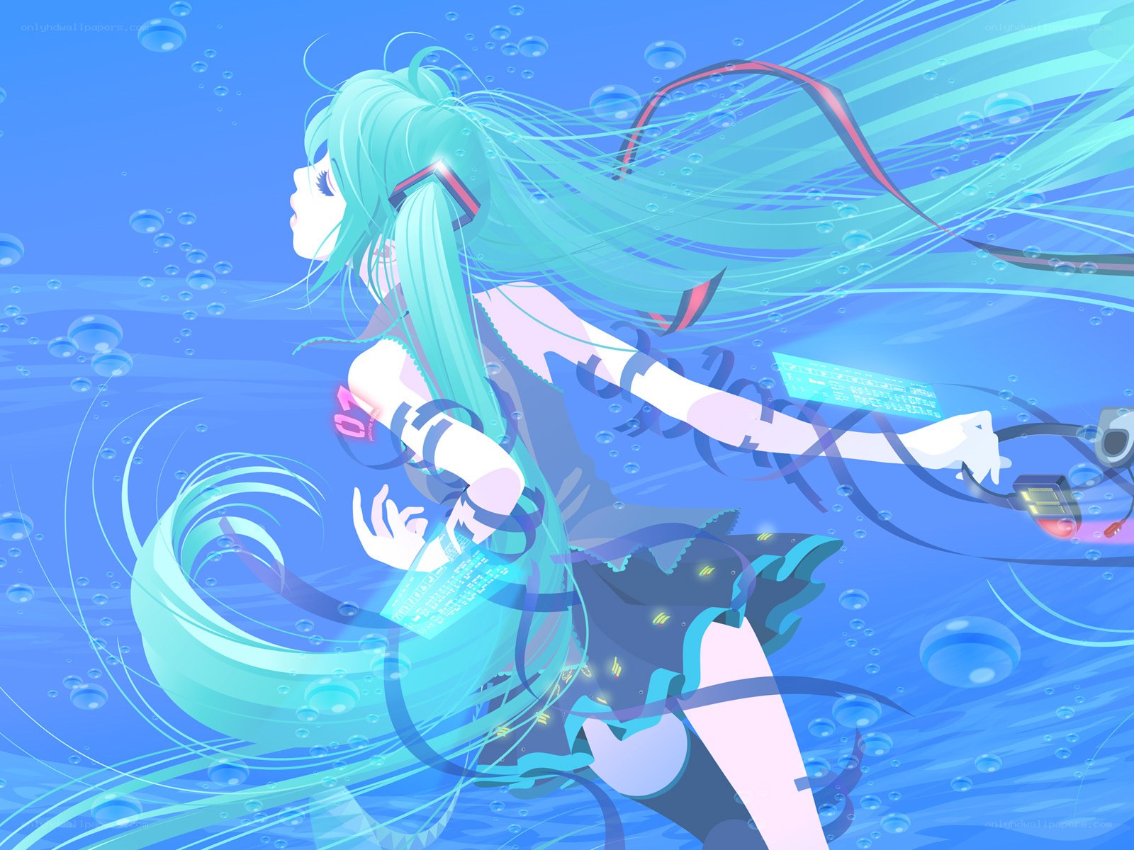 Miku underwater in blue