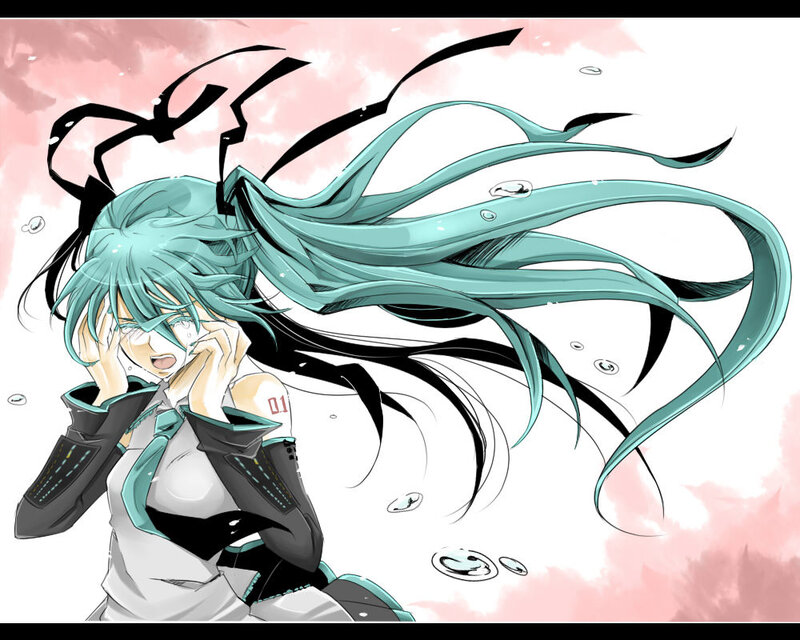 Miku underwater with long hair
