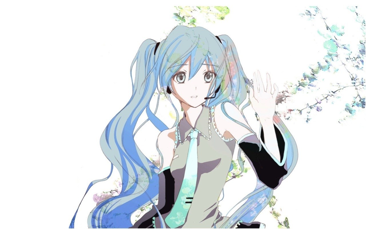 Miku waving in spring