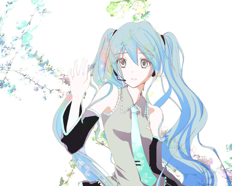 Miku waving in spring