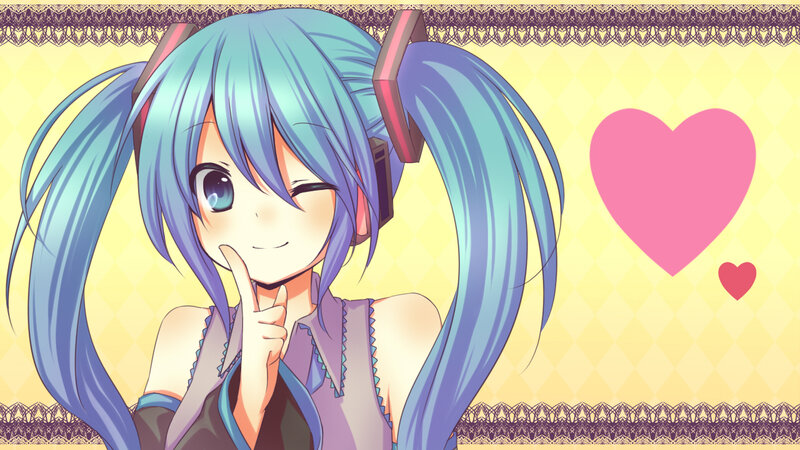 Miku winking with heart