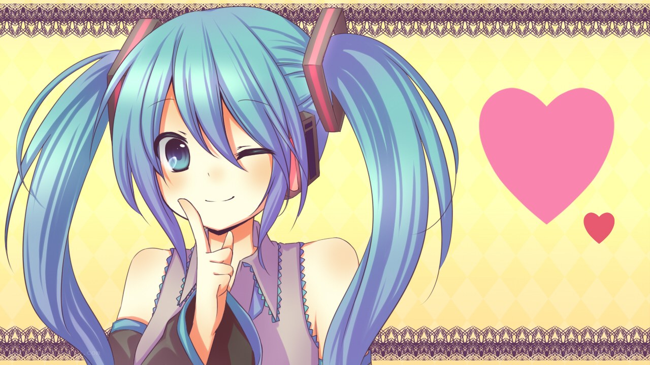 Miku winking with heart