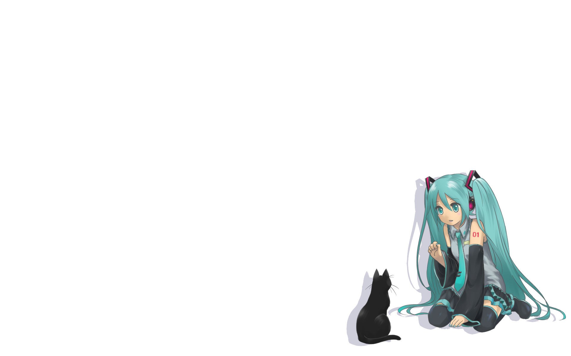 Miku with a black cat