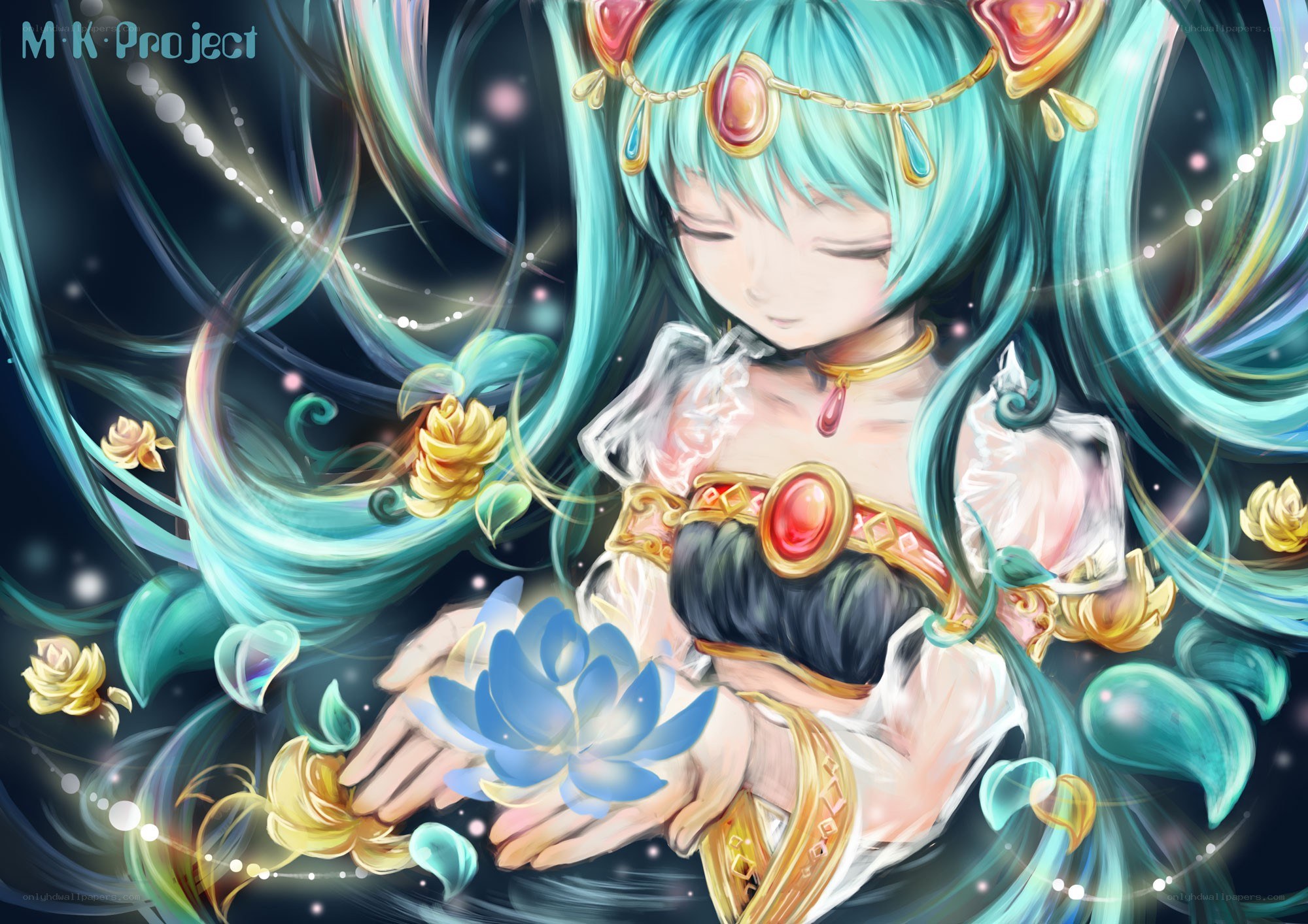 Miku with a blue lotus
