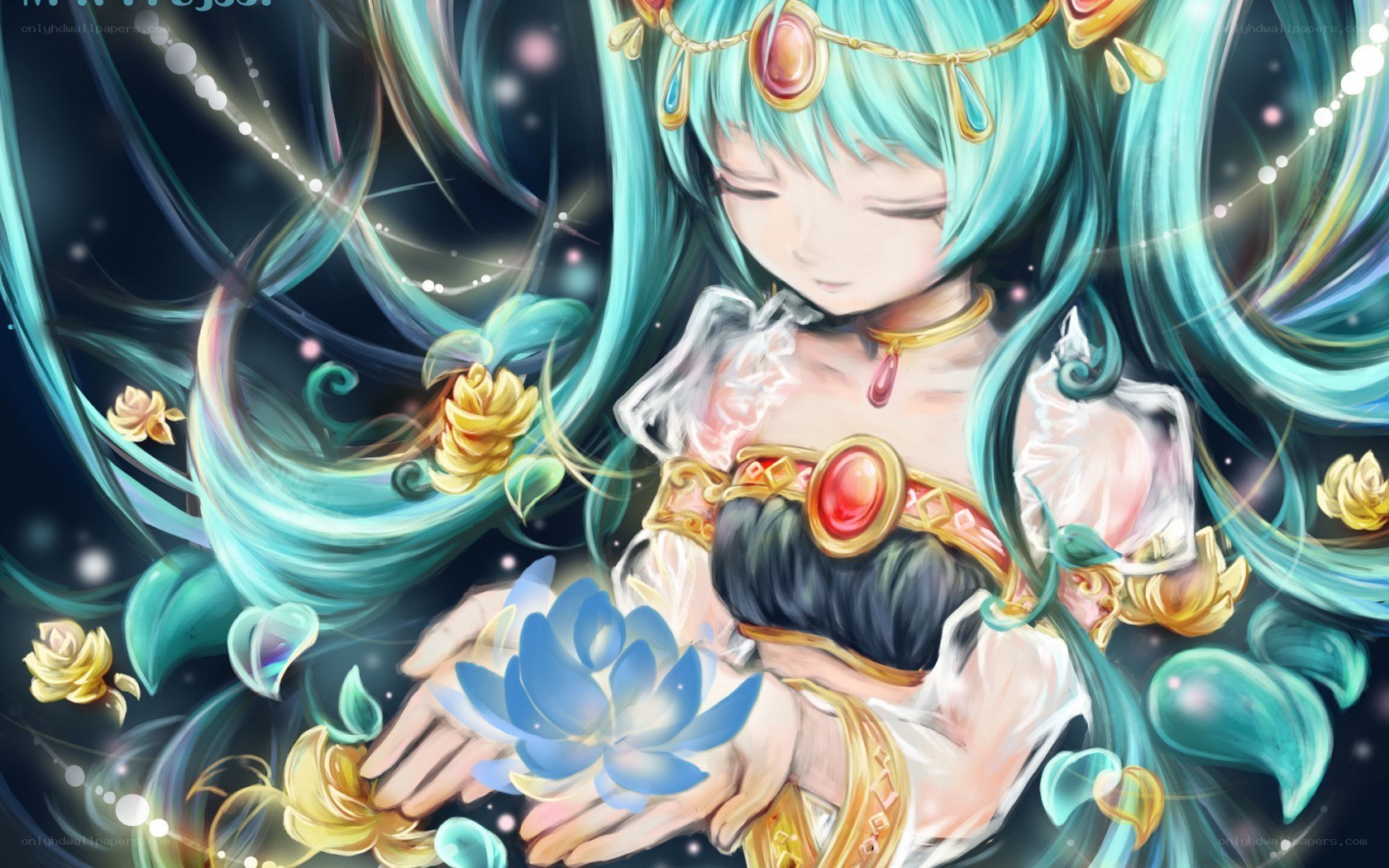 Miku with a blue lotus