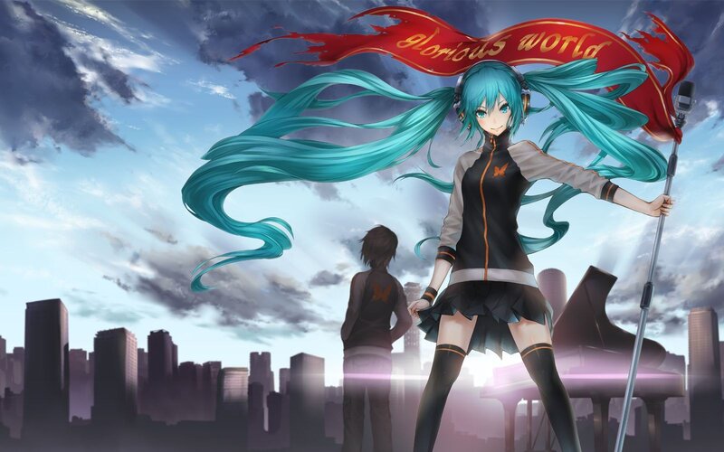Miku with a flag
