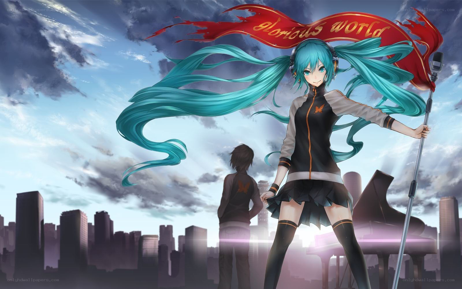 Miku with a flag