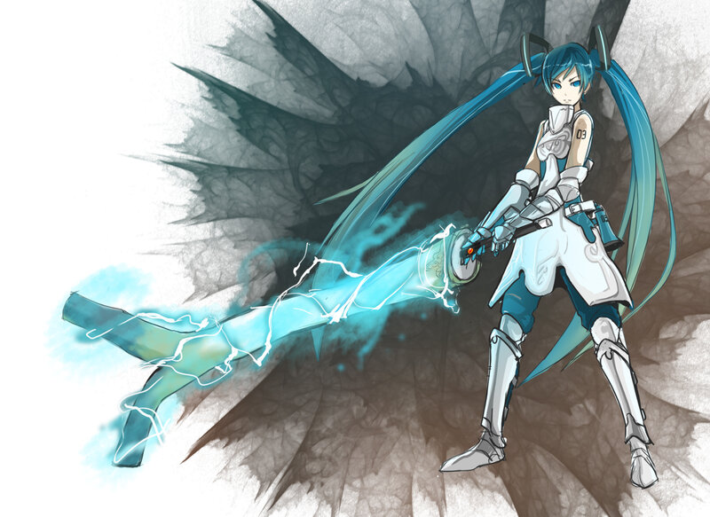 Miku with a glowing sword