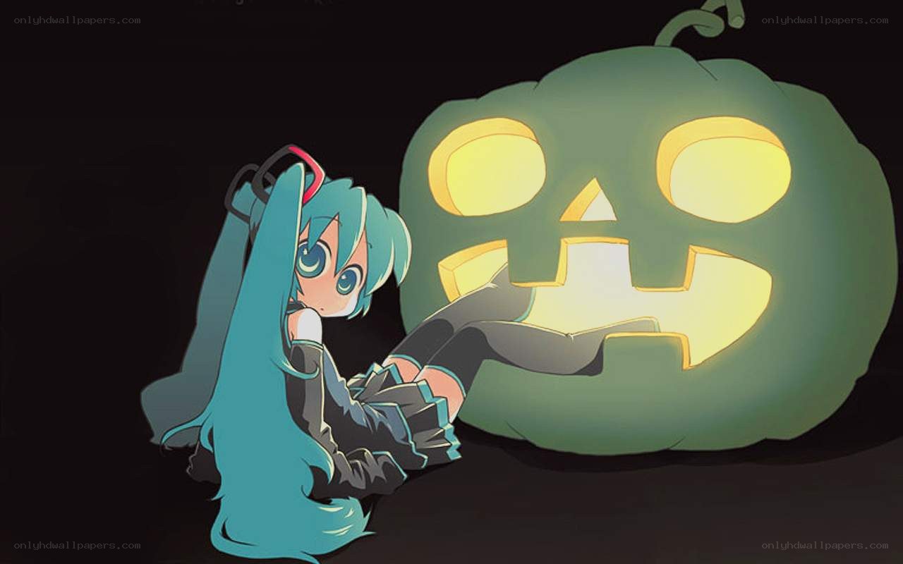 Miku with a jack-o-lantern