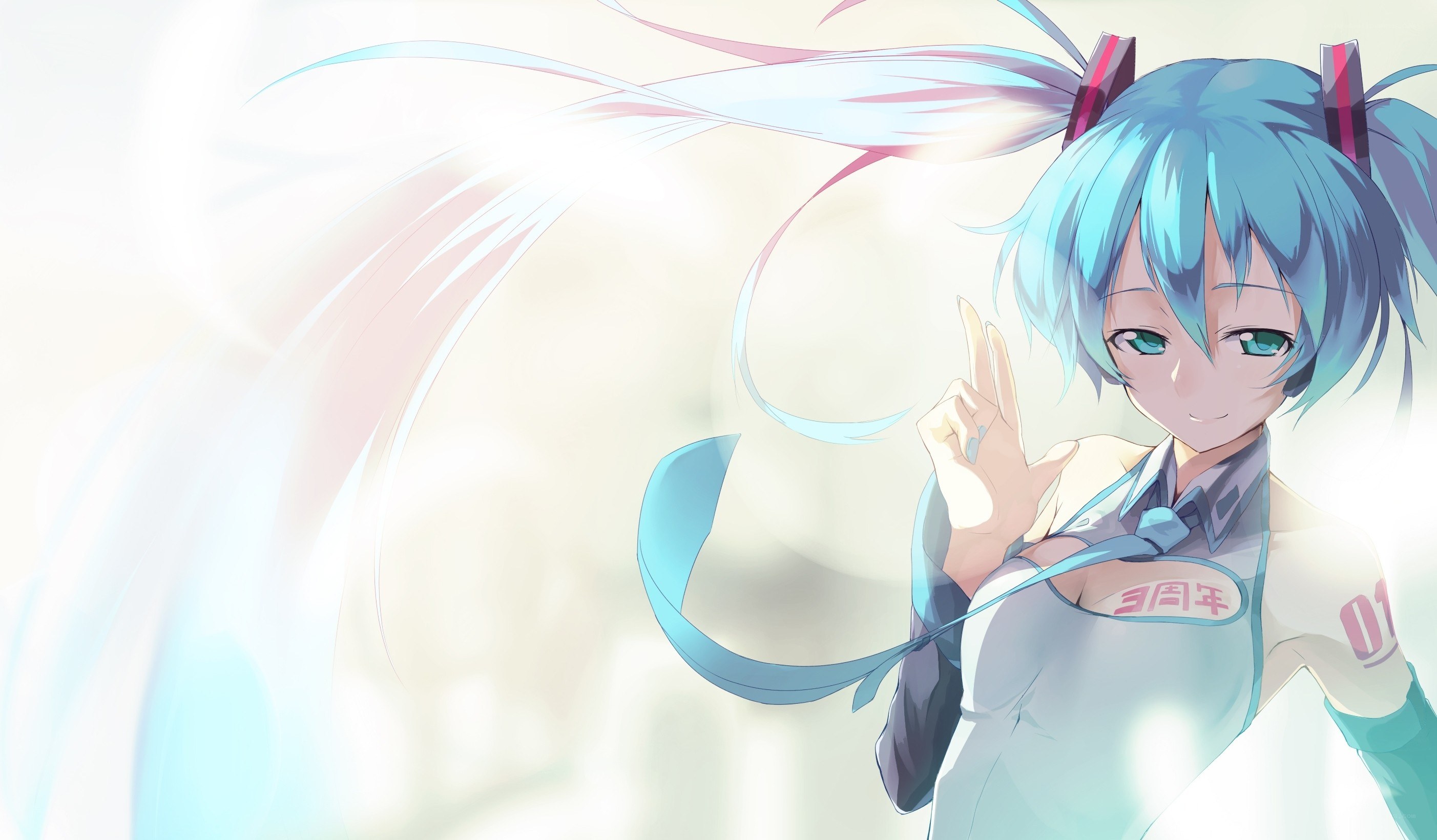 Miku with a peace sign