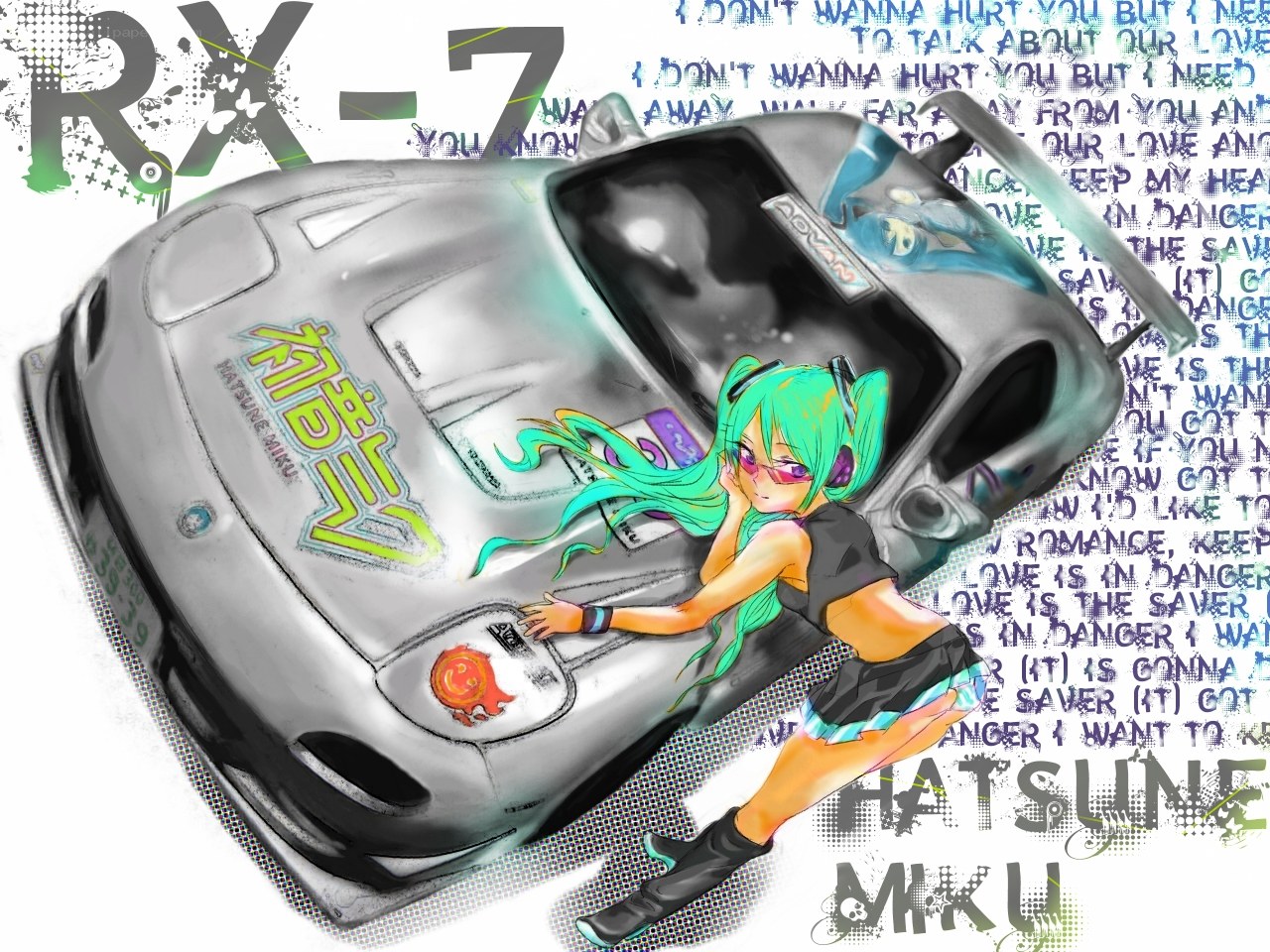 Miku with a race car