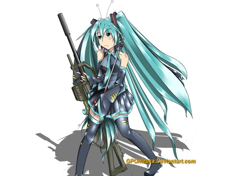Miku with a rifle