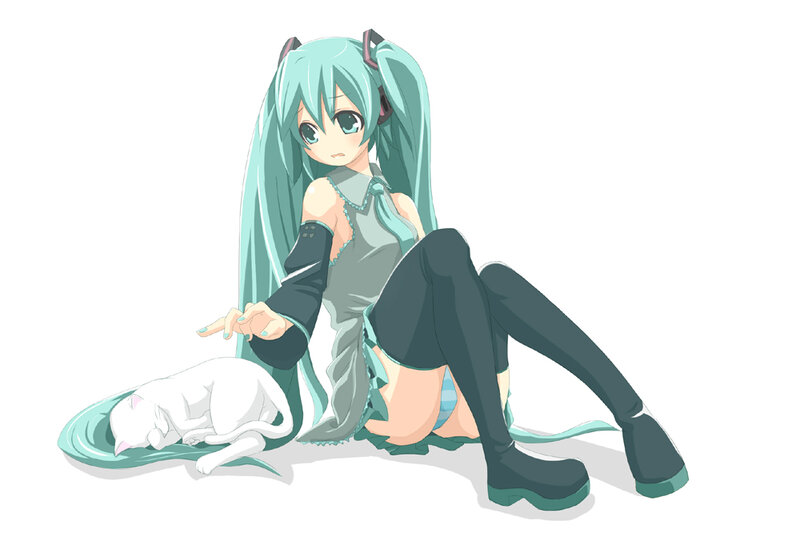 Miku with a sleeping cat