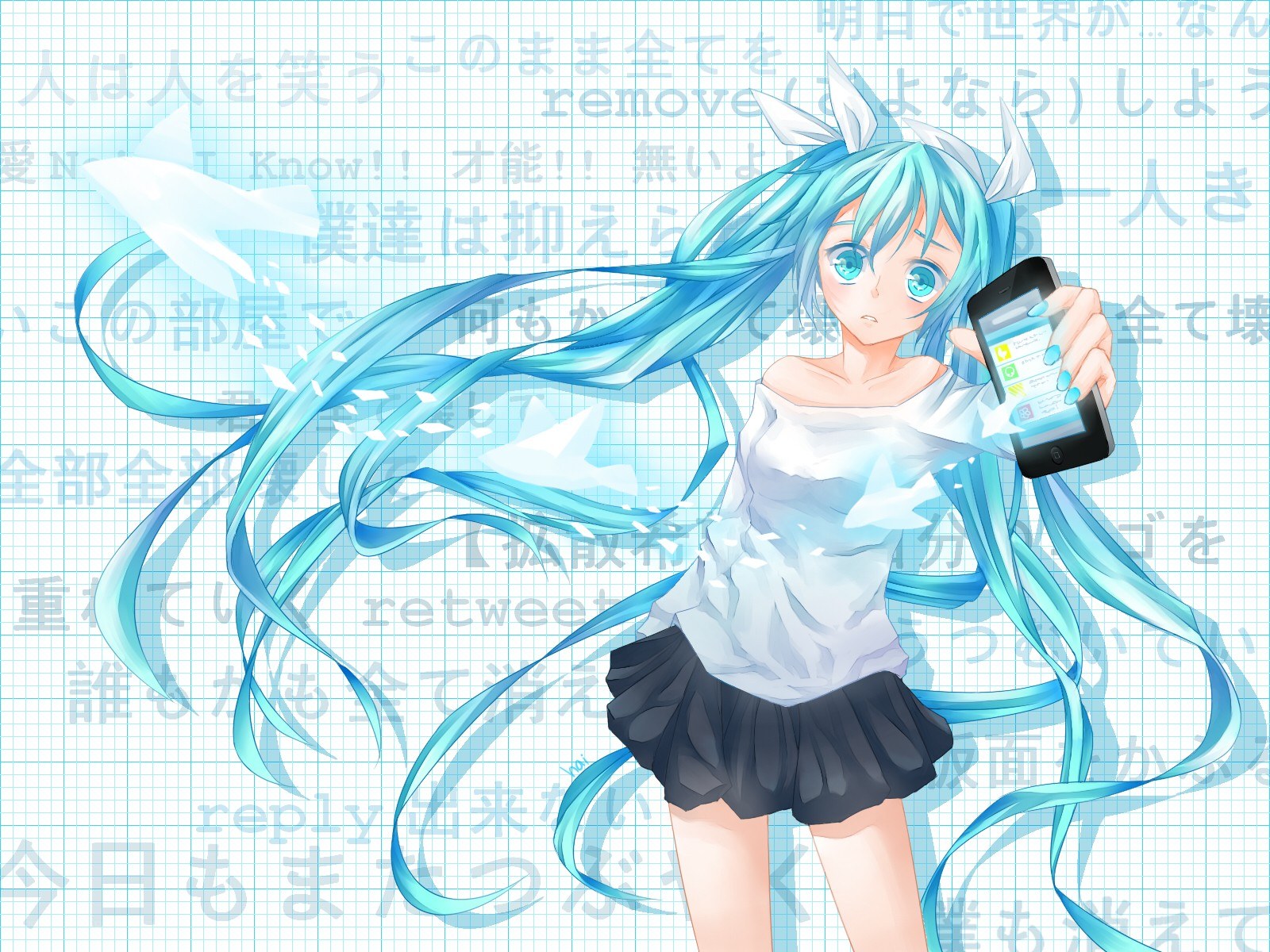 Miku with a smartphone