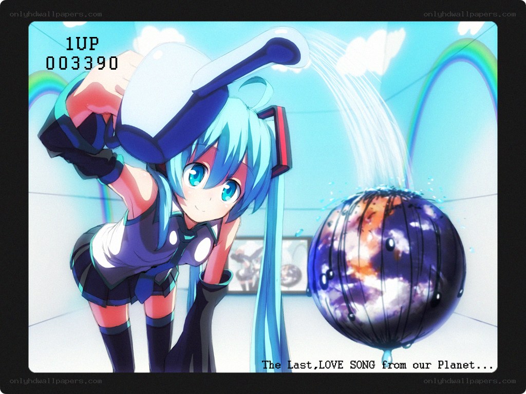 Miku with a water balloon