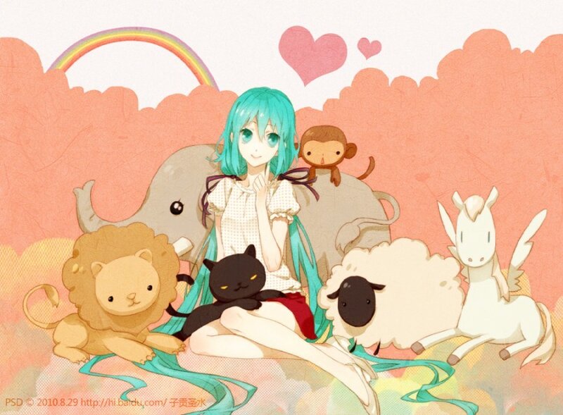 Miku with animals