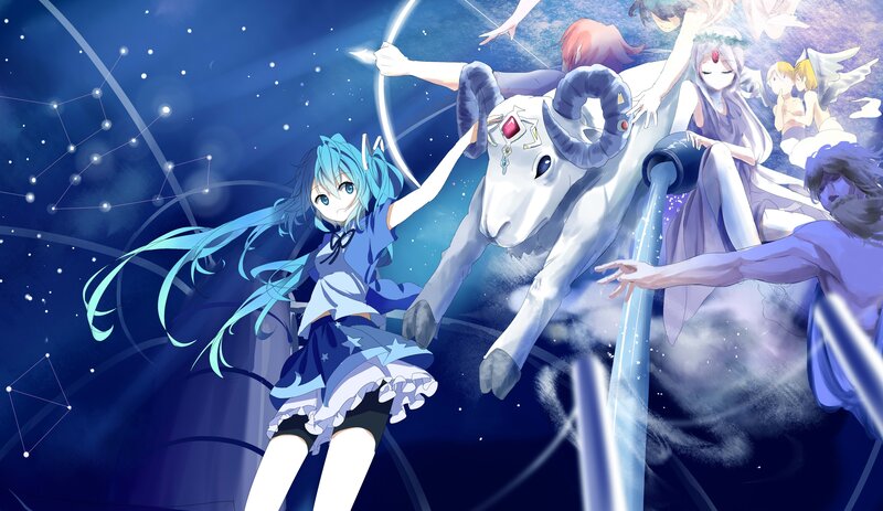Miku with Aries constellation