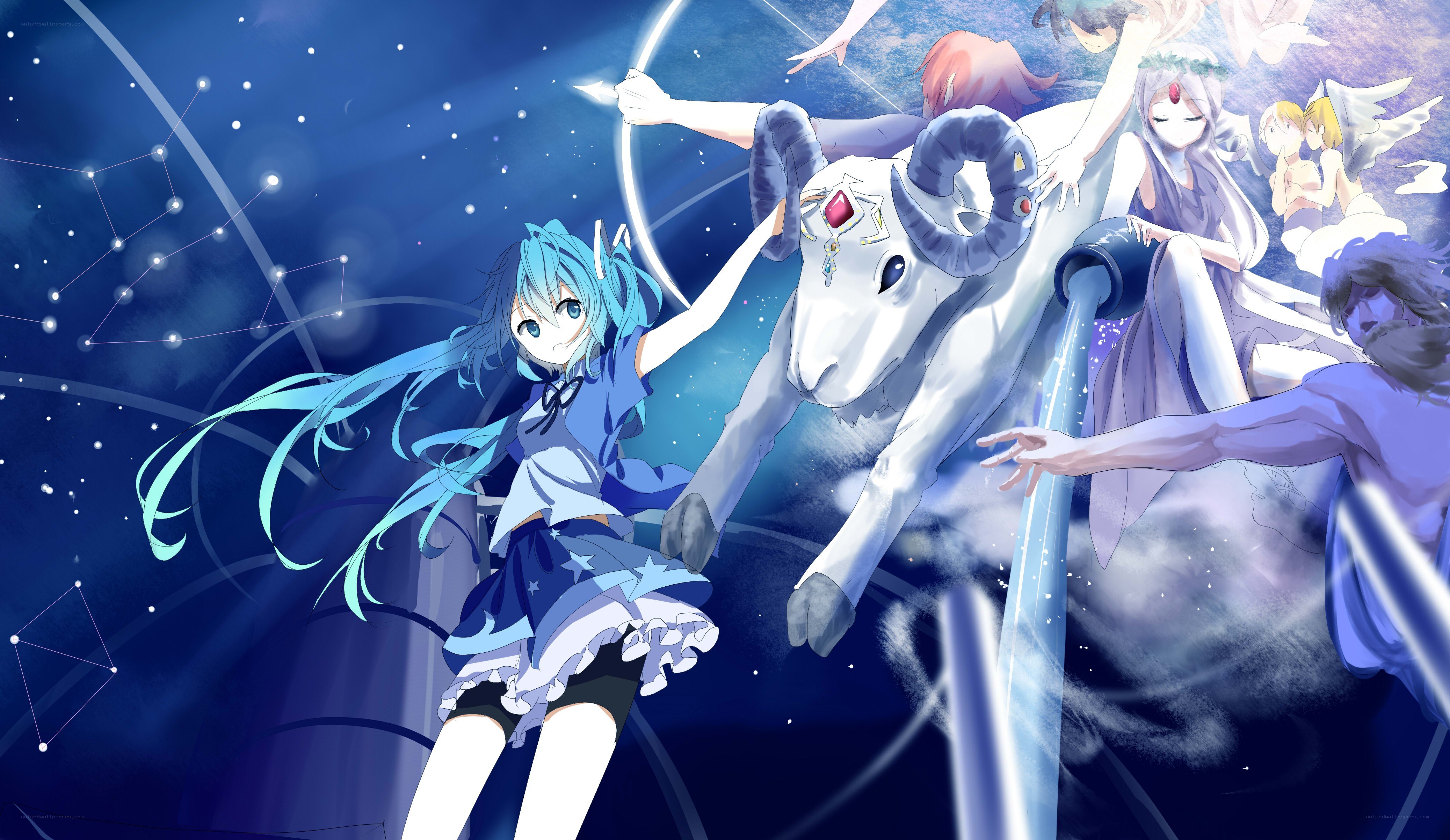 Miku with Aries constellation