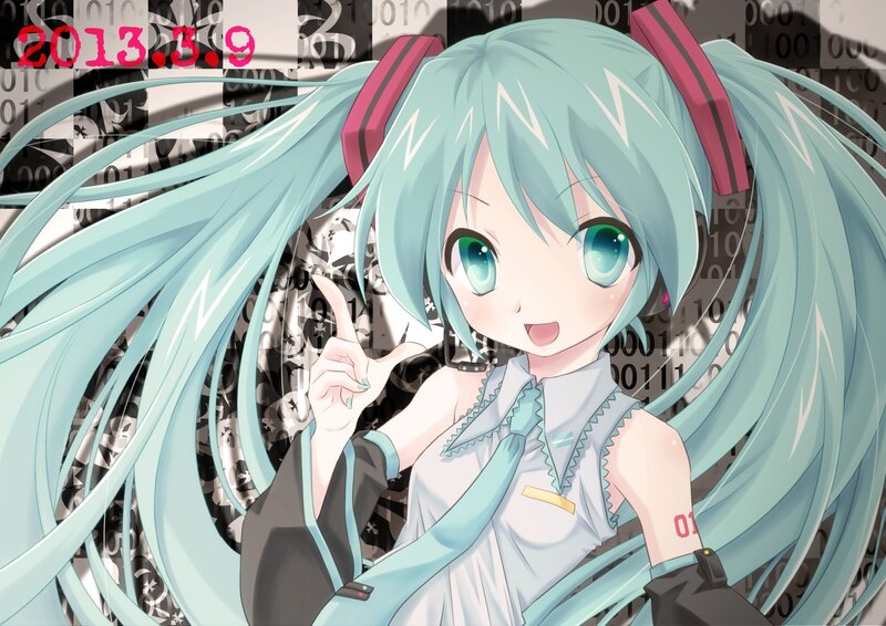 Miku with binary background