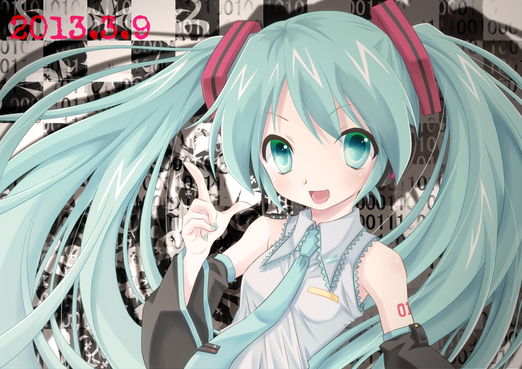 Miku with binary background