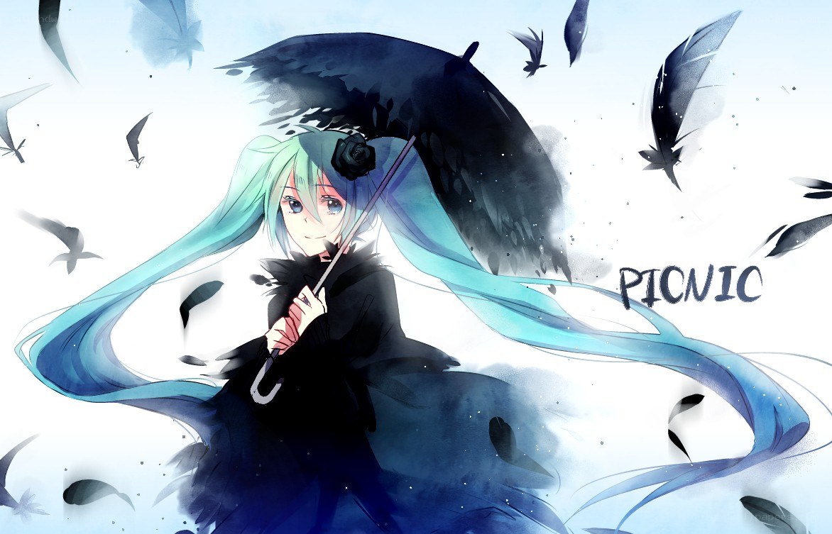 Miku with black umbrella