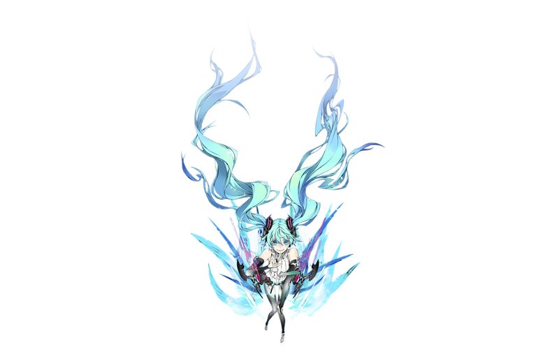 Miku with blue hair and wings