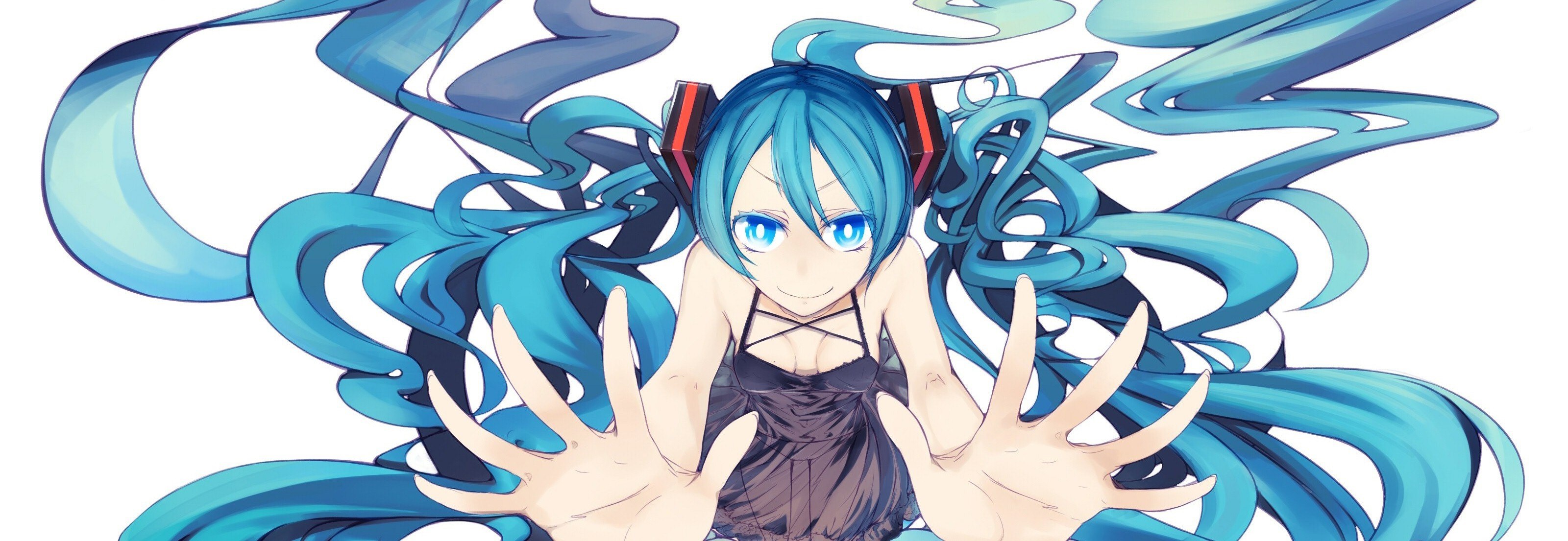 Miku with blue hair reaching out