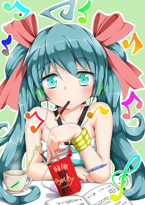 Miku with Bocky snack