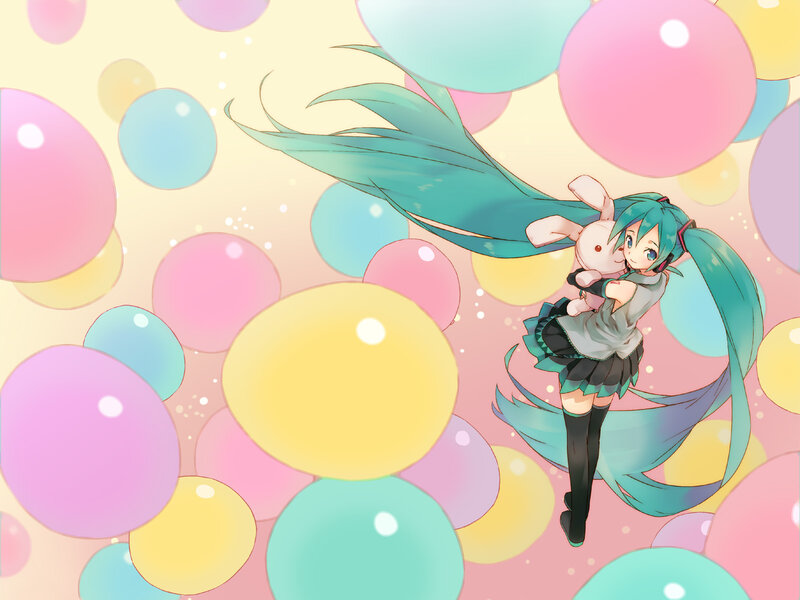 Miku with bunny in bubbles
