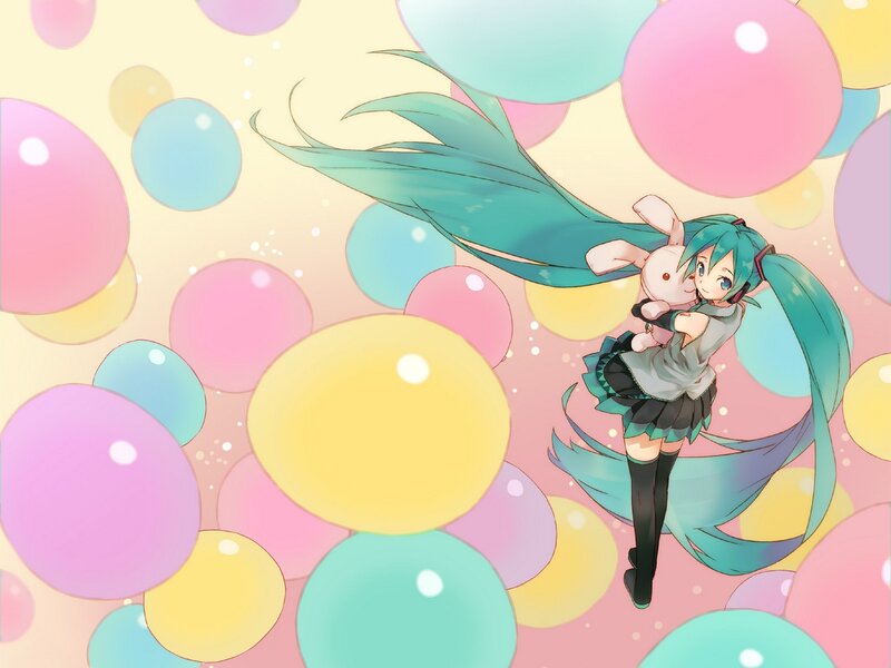 Miku with bunny in bubbles