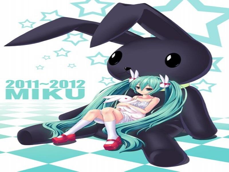 Miku with Bunny Plush — Cyan