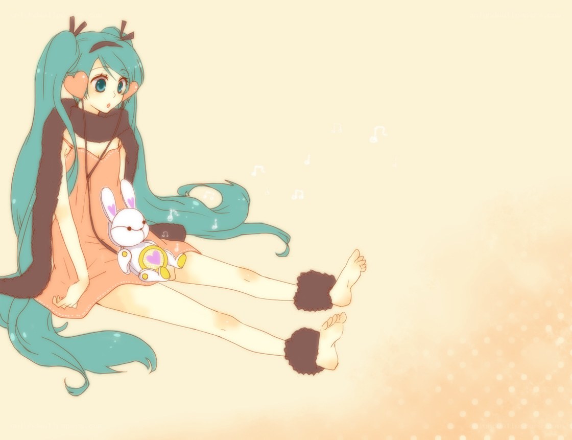 Miku with bunny plush