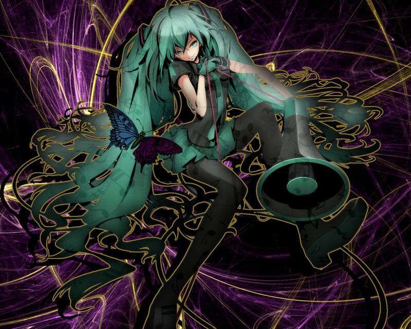 Miku with butterfly and megaphone