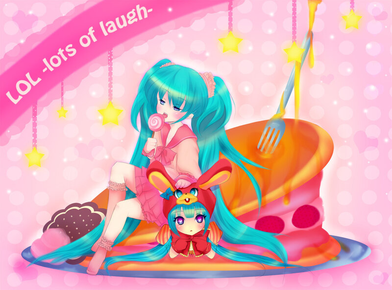 Miku with candy and cake